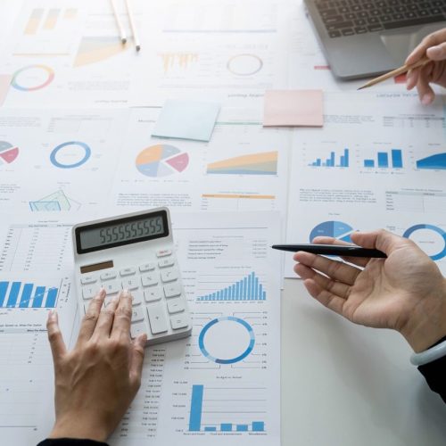 teamwork business woman accounting concept financial in office.